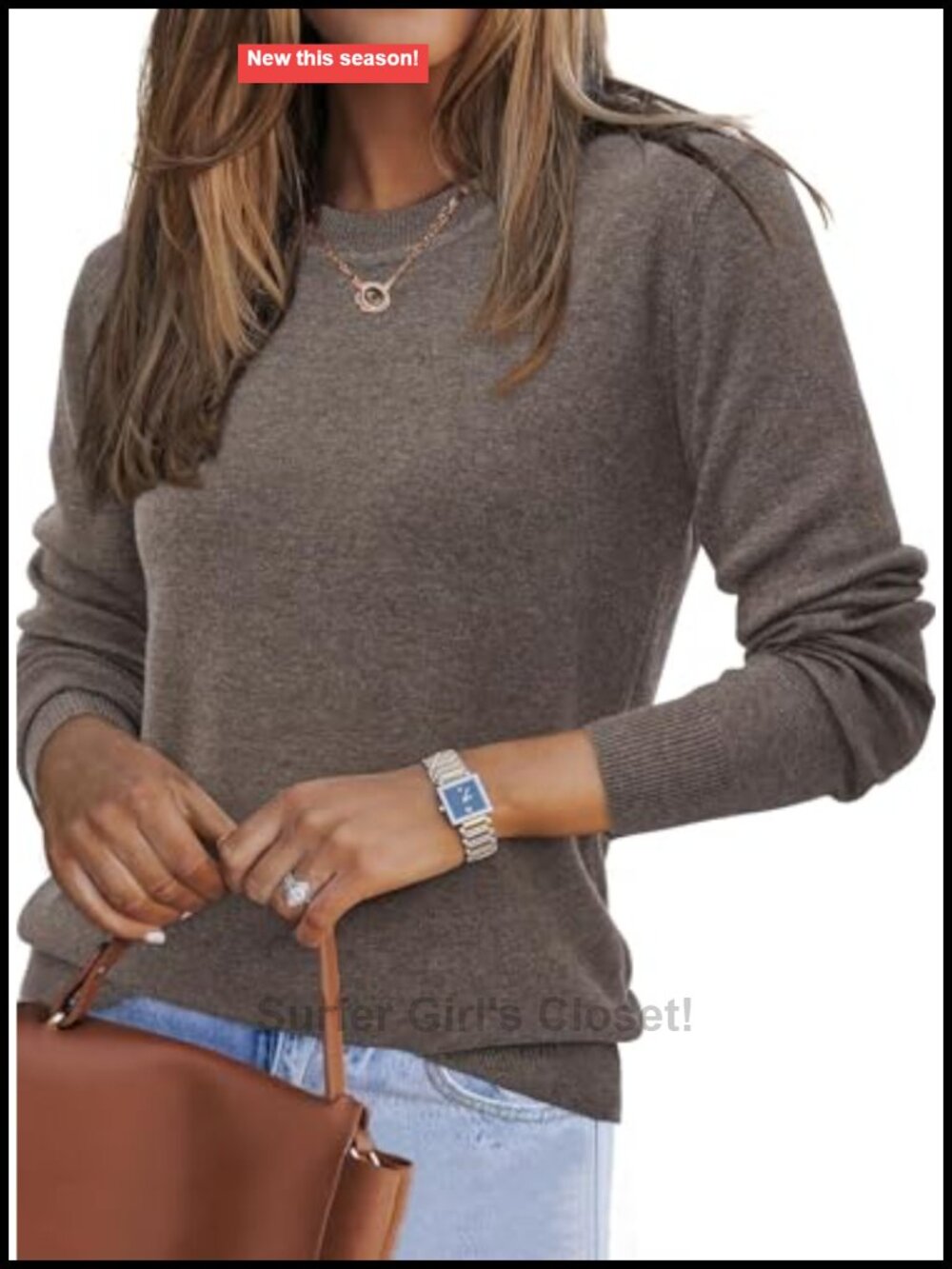 Wool Blend Crew Neck Pullover Sweater Loose Fit Fall Business Casual